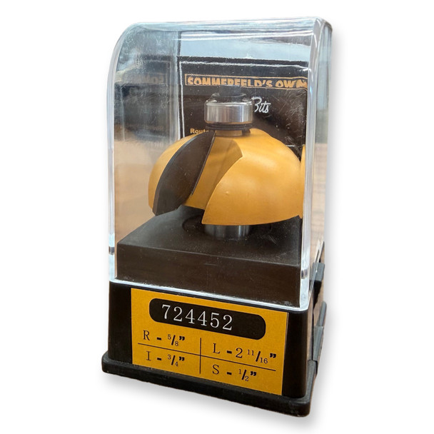 Sommerfeld Cove Router Bit Woodworking Tool w/Bearing 5/8CR,1 3/4CD,3/4CL,2 11/16OL,1/2SH