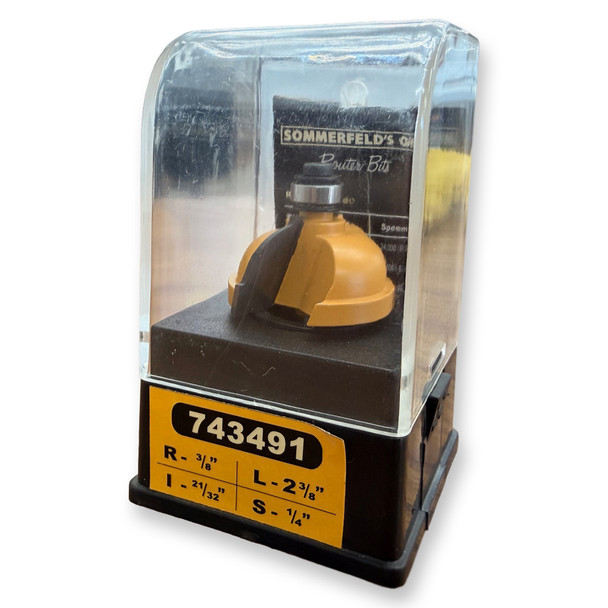 Sommerfeld Cove Router Bit Woodworking Tool w/Fillet w/3/8Brg3/8CR,1 3/8CD,21/32CL,2 3/8OL,1/4SH