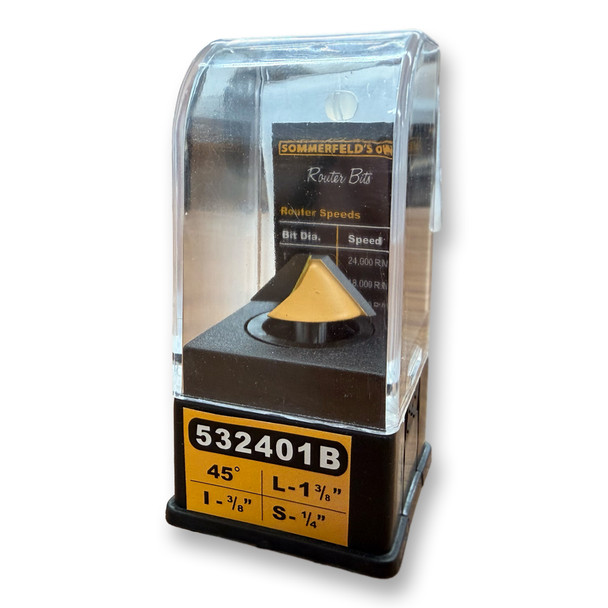 Sommerfeld Beveled Trimming Cutter Router Bit Woodworking Tool 45CA,15/16CD,3/8CL,1-3/8OL,1/4SH