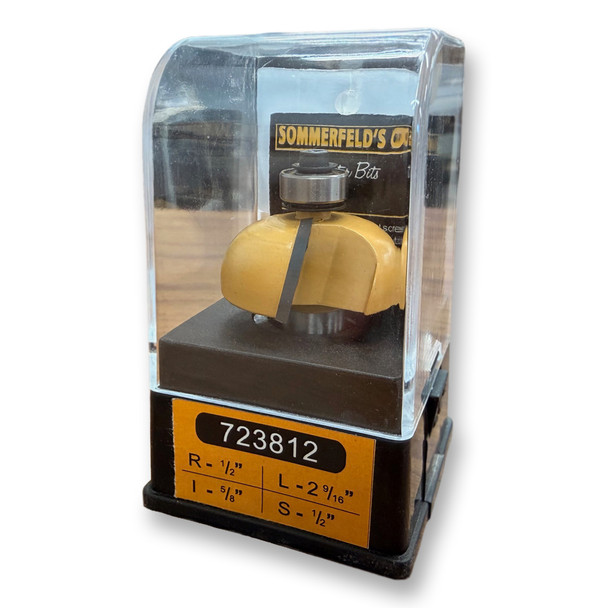 Sommerfeld Cove Router Bit Woodworking Tool w/Bearing 1/2CR,1 1/2CD,5/8CL,2 9/16OL,1/2SH