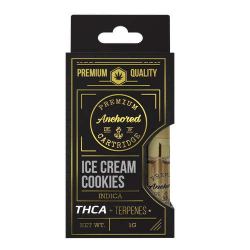 Anchored Cannabis Co.1g THCA Vape Cartridge - Ice Cream Cookies. Vape cartridge,