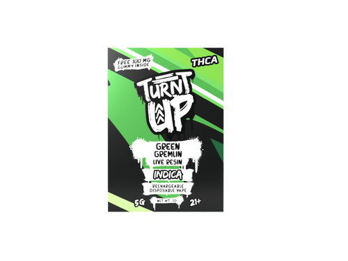 Turnt Up 5g THCA Vape w/ Live Resin - Green Gremlin. thca disposable vape,