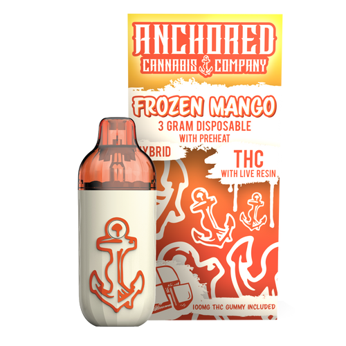 Anchored Cannabis Co. 3g THCA disposable - Frozen Mango  Best thca disposable vape