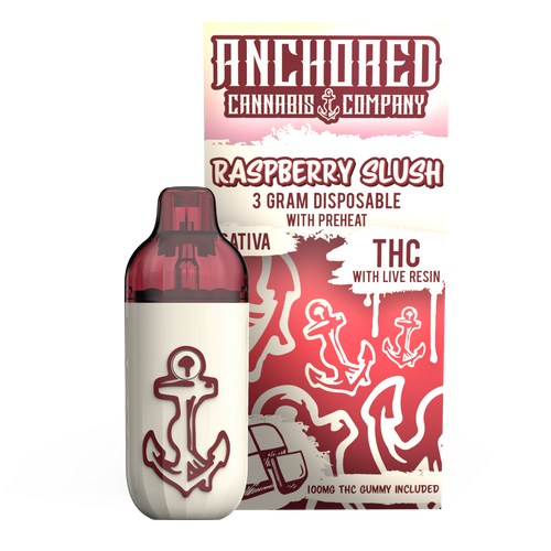 Anchored Cannabis Co. 3g THCA Disposable - Raspberry Slush  Thca disposable vape,