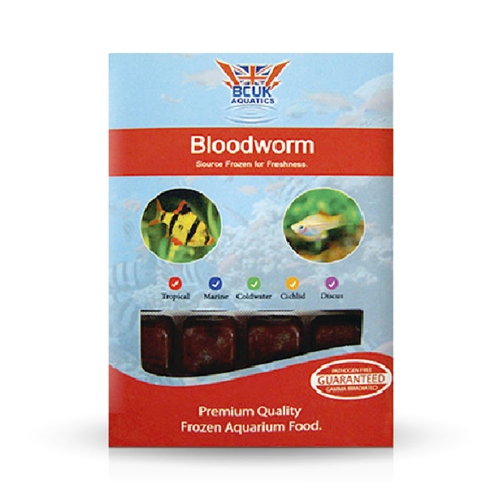 BCUK Frozen Bloodworm Fish Food 100g Blister Pack