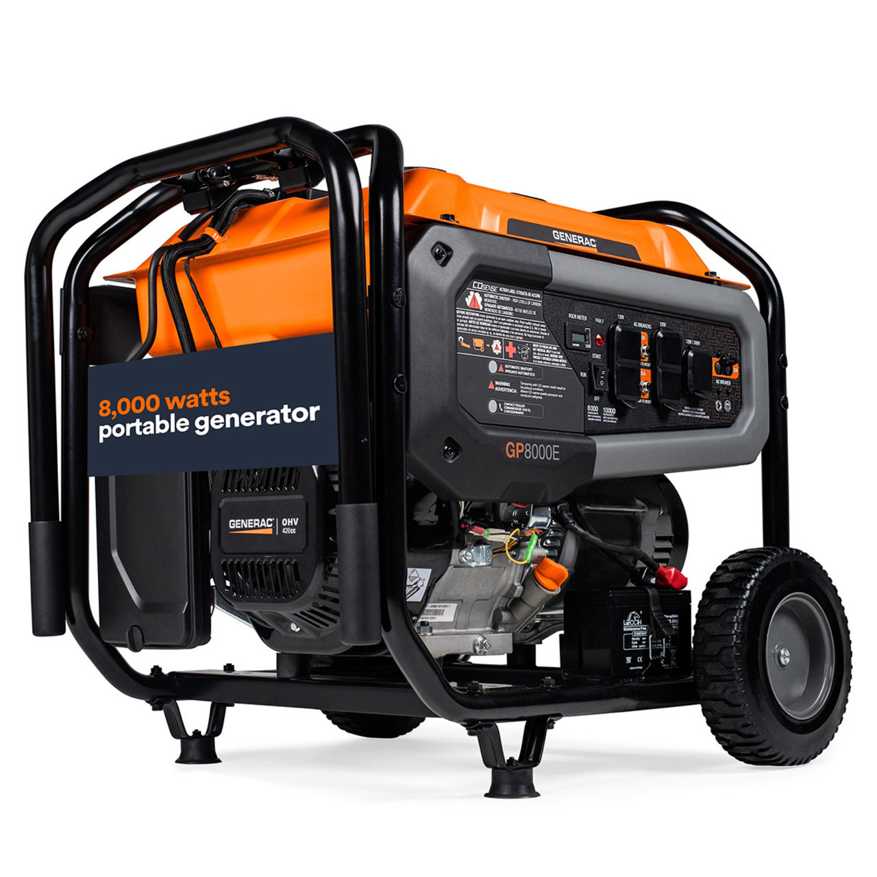 Generac 8929 | GP8000E 8000W Electric Start Portable Generator