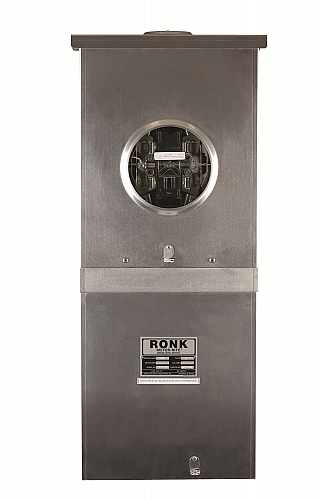 Ronk MSB200LE 200A Service Rated 5 Jaw Lever Bypass Meter Socket w/Circuit Breaker, 3-Hole Load Lug  & 4 Knockouts