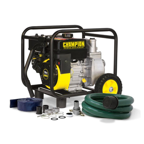 Champion 66520 2in Semi-trash Water Pump with Hose & Wheel Kit