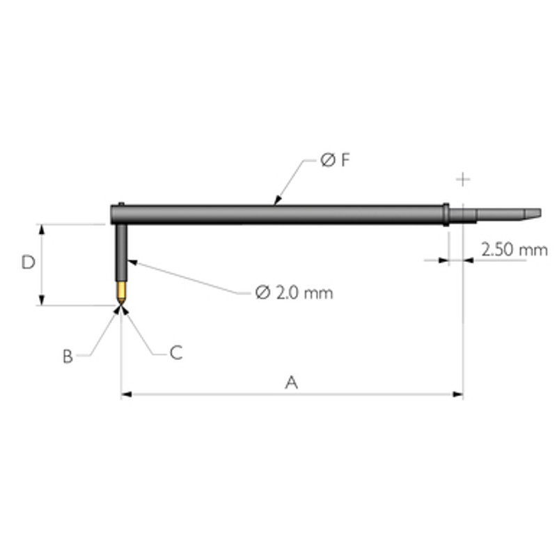 60mm Stylus Arm with 2um Radius 90deg Conisphere Diamond Tip