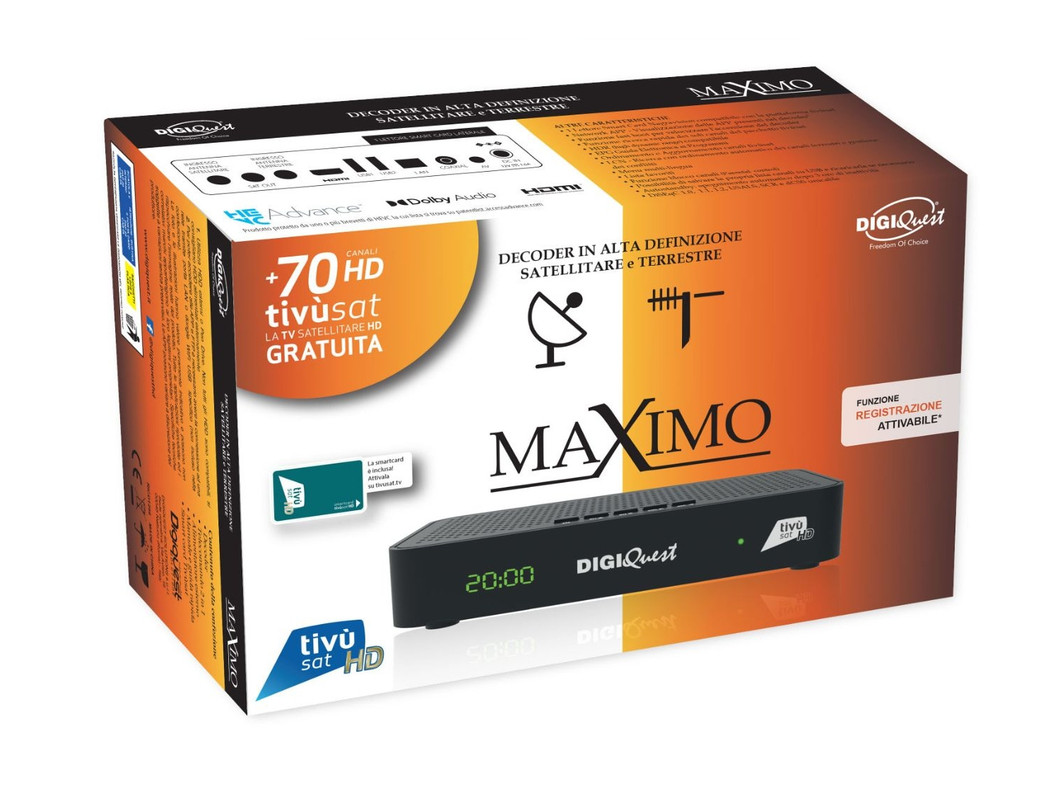 Discover the DigiQuest Maximo Combo HD Tivusat Set Top Box: Your Gateway to Italian Satellite TV via Hotbird
