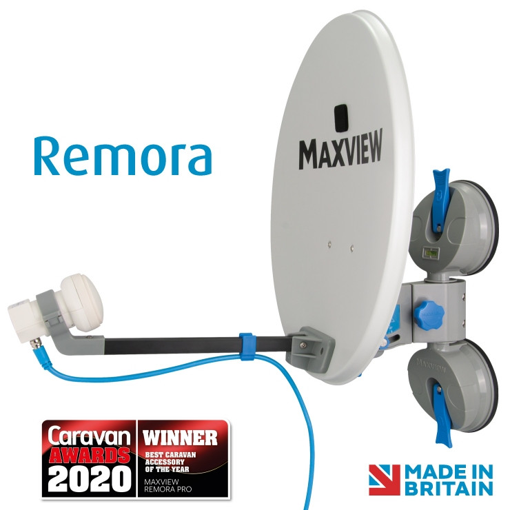 thumbnail interactive-video image 1 of Maxview Twin Remora 40 Portable Suction Mount Satellite TV Dish Kit (MXL026/TWIN) – Grey 1 of 2