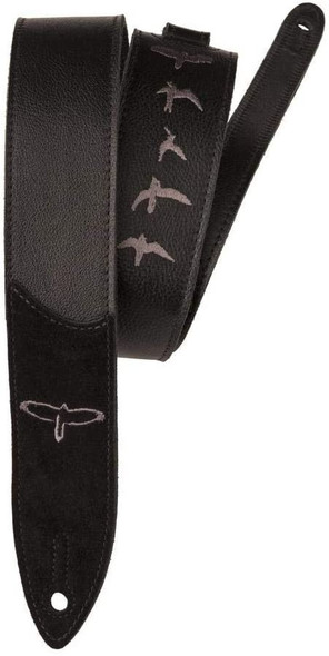 PRS Guitars Premium Leather 2" Strap Embroidered Birds, Black (ACC-3166)