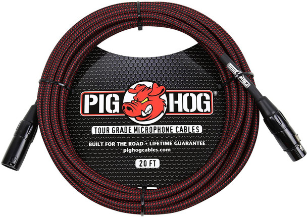 Pig Hog PHM10BKW Black/White Woven High Performance XLR Microphone Cable, 10 Feet