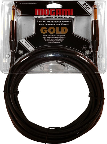 Mogami Gold Guitar Instrument Cable, 1/4" TS Male Plugs, Gold Contacts, Straight Connectors