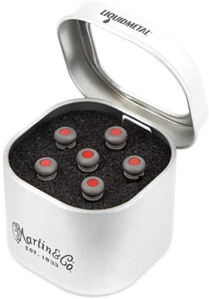 C F Martin Bridge Pins - Liquid Metal - Grey/Red Inlay - 6 Tin