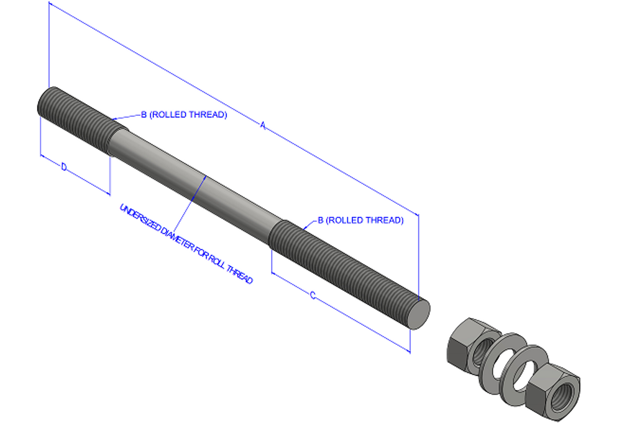 1/2x12 w/ 4 Thread F1554 Grade 36 Straight Anchor Bolt