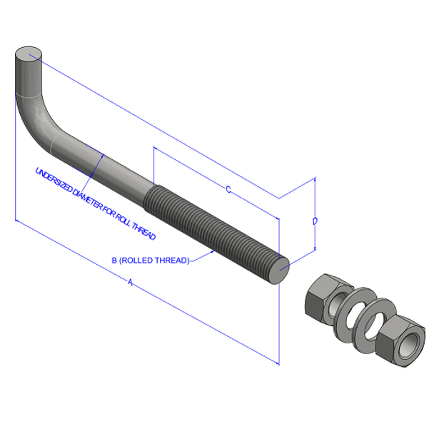 5/8"x36" 304 Stainless Steel Bent Anchor Bolt