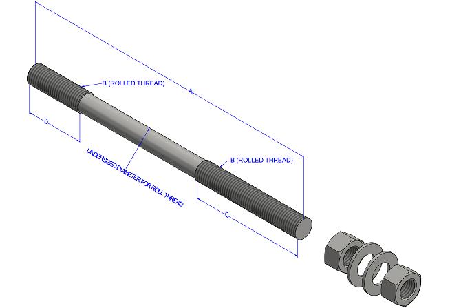 1-1/2"x30" w/ 6" Thread 304 Stainless Steel Straight Anchor Bolt