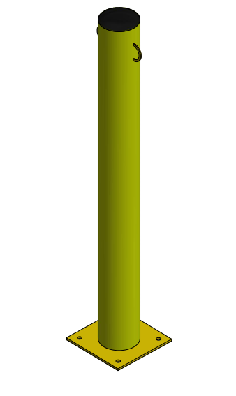 4-1/2" Diameter, 42" Tall Chain Bollard (Yellow)
