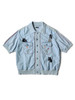Picture No.1 of KAPITAL Knit x Chambray Polo Shirt (Crow And Cat Embroidery) K2503KN103