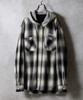 Picture No.1 of NUMBER (N)INE COTTON OMBRE PLAID FLANNEL HOODIE SHIRT / Cotton ombre Check Logo Embroidered hoodie shirt F25NS004