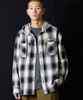Picture No.3 of NUMBER (N)INE COTTON OMBRE PLAID FLANNEL HOODIE SHIRT / Cotton ombre Check Logo Embroidered hoodie shirt F25NS004
