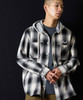 Picture No.4 of NUMBER (N)INE COTTON OMBRE PLAID FLANNEL HOODIE SHIRT / Cotton ombre Check Logo Embroidered hoodie shirt F25NS004