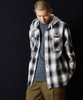 Picture No.6 of NUMBER (N)INE COTTON OMBRE PLAID FLANNEL HOODIE SHIRT / Cotton ombre Check Logo Embroidered hoodie shirt F25NS004