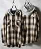 Picture No.1 of NUMBER (N)INE COTTON OMBRE PLAID FLANNEL EMBROIDERY BACK LOGO HOODIE SHIRT / Cotton ombre Check Embroidered back logo hoodie shirt F25NS003