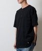 Picture No.23 of NUMBER (N)INE PREMIUM COTTON CURVED HEM HENRY NECK T-SHIRT / Premium Cotton Curved Hem Henley Neck T-Shirt With One-Point Logo Embroidery S26NT002
