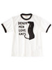 Picture No.1 of KAPITAL Sheer Jersey x 20/- Jersey Ringer T-shirt (DENIM MEN LOVE CATS Scratch Print) K2603SC083