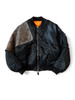 Picture No.3 of KAPITAL MA-1 Nylon x Cracked Leather Siamese Bomber Jacket K2310LJ087