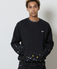 Picture No.1 of NUMBER (N)INE HAND PAINTED FIRM COTTON LIGHT SHORT PILE KANGAROO POCKET L/S SWEATSHIRT / Hand-painted firm cotton light short pile With a Single Point Logo Print, kangaroo Pocket, Crew Neck sweatshirt F26GNC006P