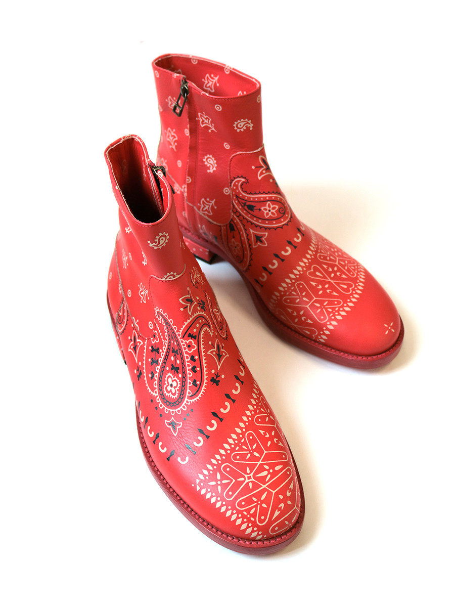 KAPITAL Shoes Leather Bandana pt Navy Supply Boots