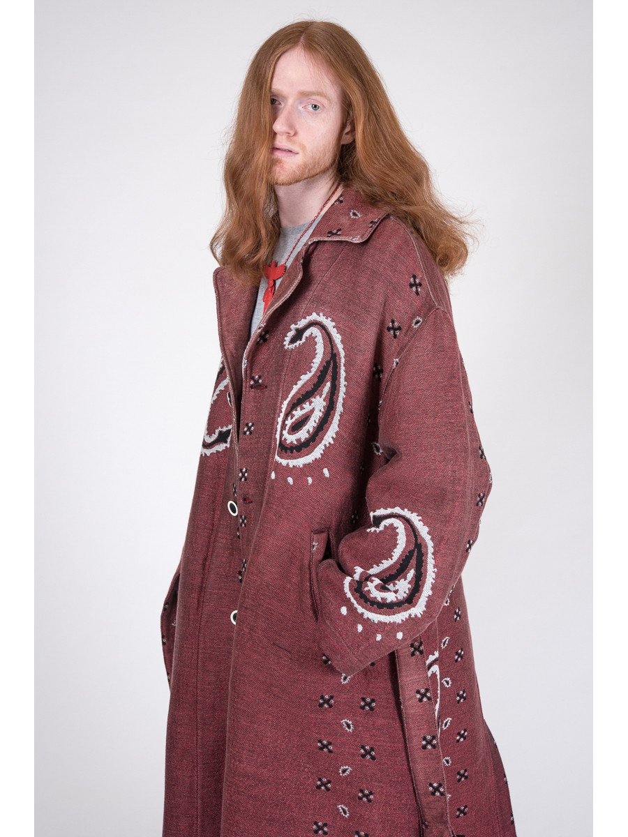 KAPITAL Jacket/Vest Rug Paisley Pattern Linen Wool Dragging Coat