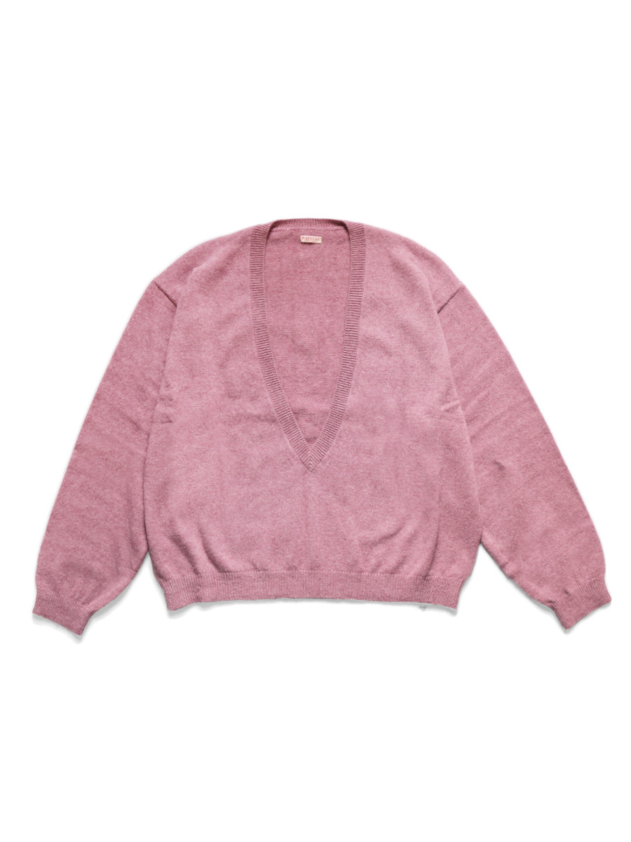 KAPITAL Knit Sweater 8G Lamb Wool Deep V Neck Sweater