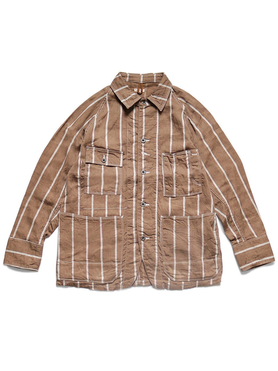 キャピタル　LINEN STRIPE CACTUS COVERALL KAPITAL LINEN GLITTER PHILLIES STRIPE CACTUS COVERALL ECRU