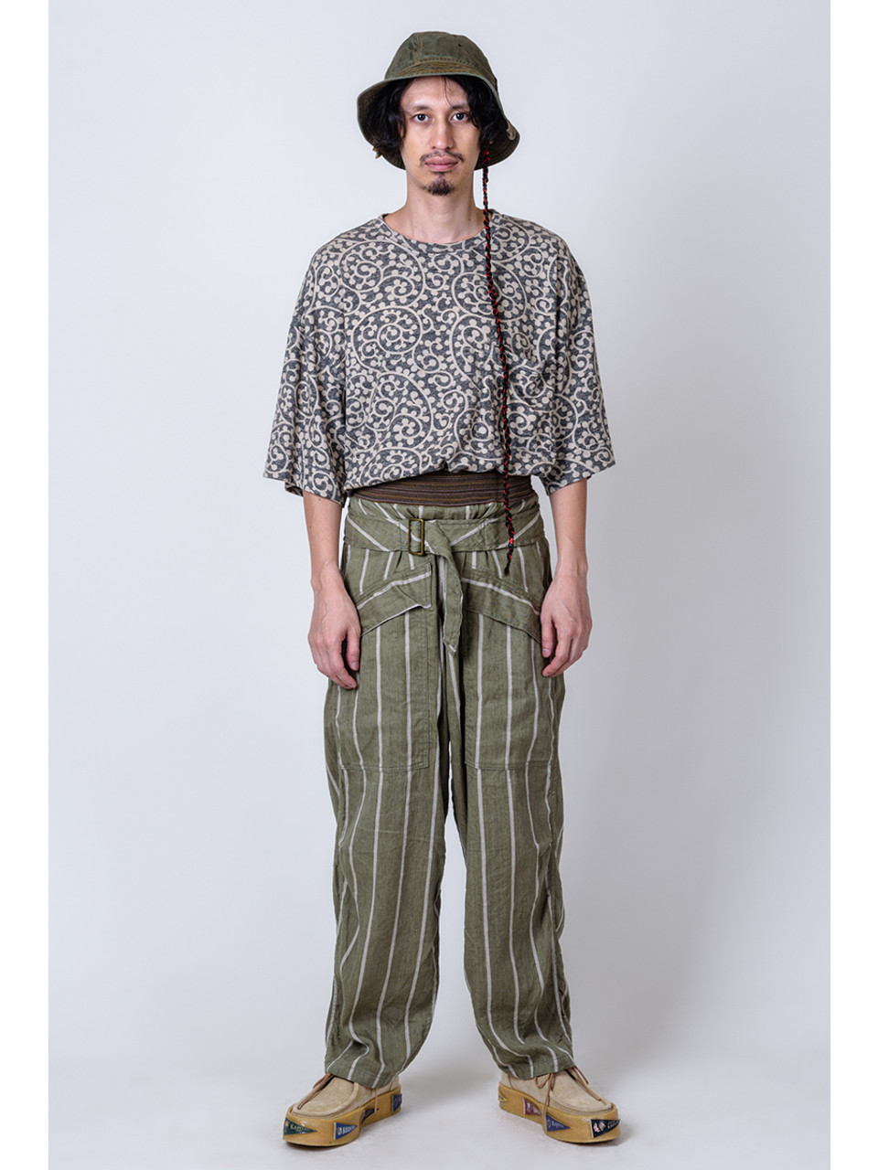 KAPITAL Pants/Shorts Linen Phillies Striped Aviator Suit Cut Pants