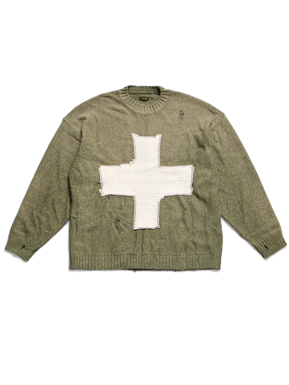 5G Cotton Knit Cross Pattern Crew Sweater K2003KN020