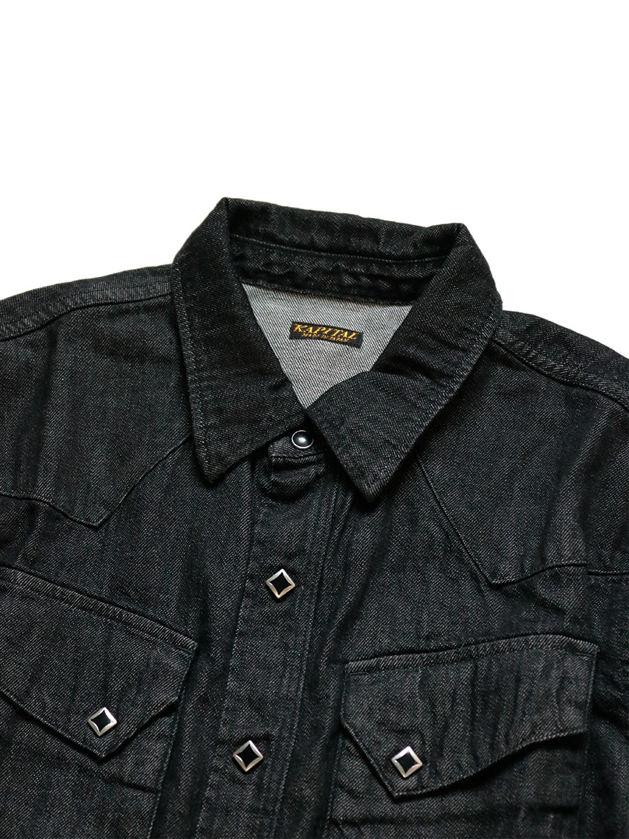 KAPITAL Shirt 8Oz Black Denim Lace-up Western Shirt (Ms)