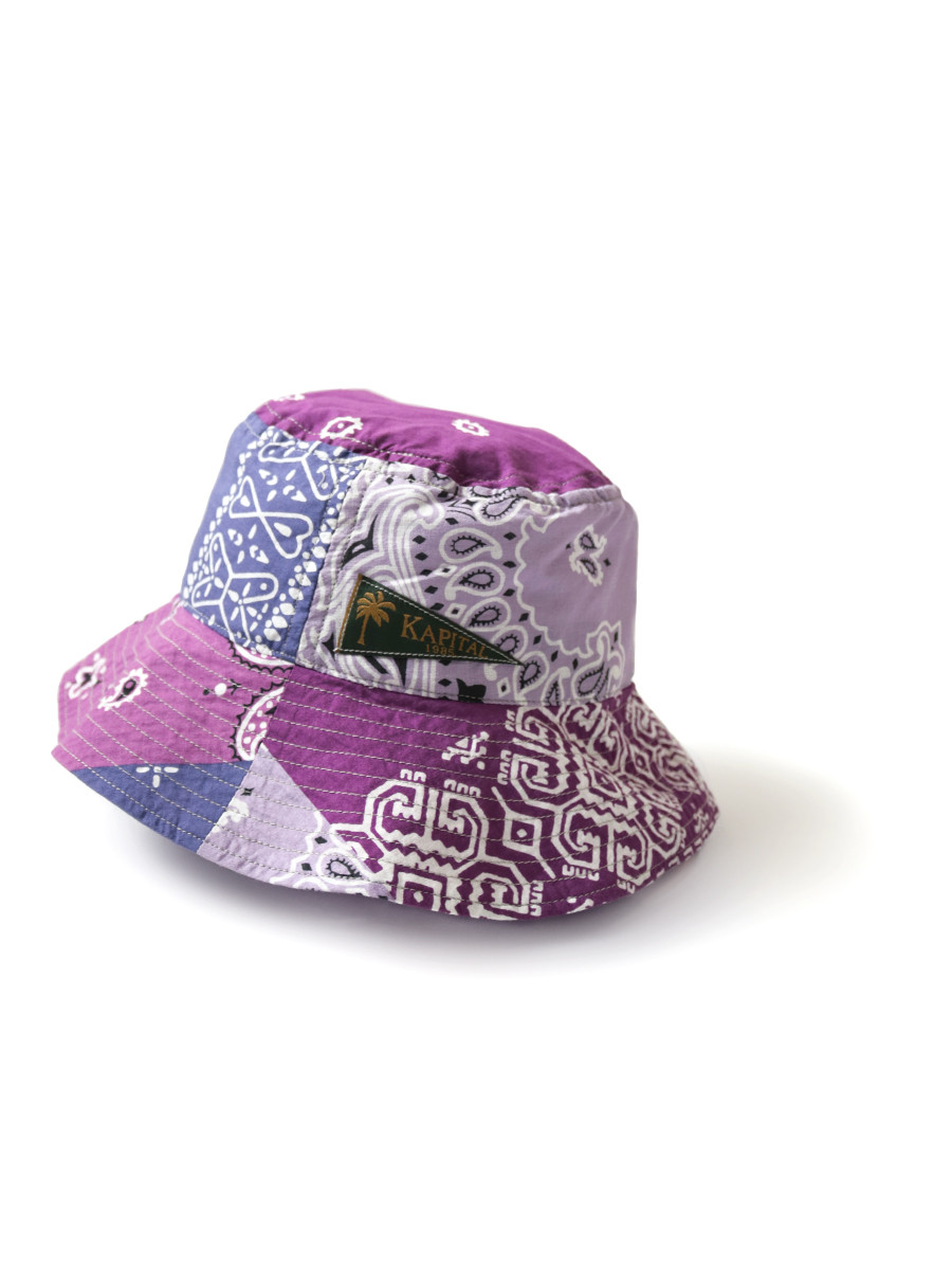 KAPITAL Hat/Cap Bandana Patchwork pt Bucket HAT (Long Brim)