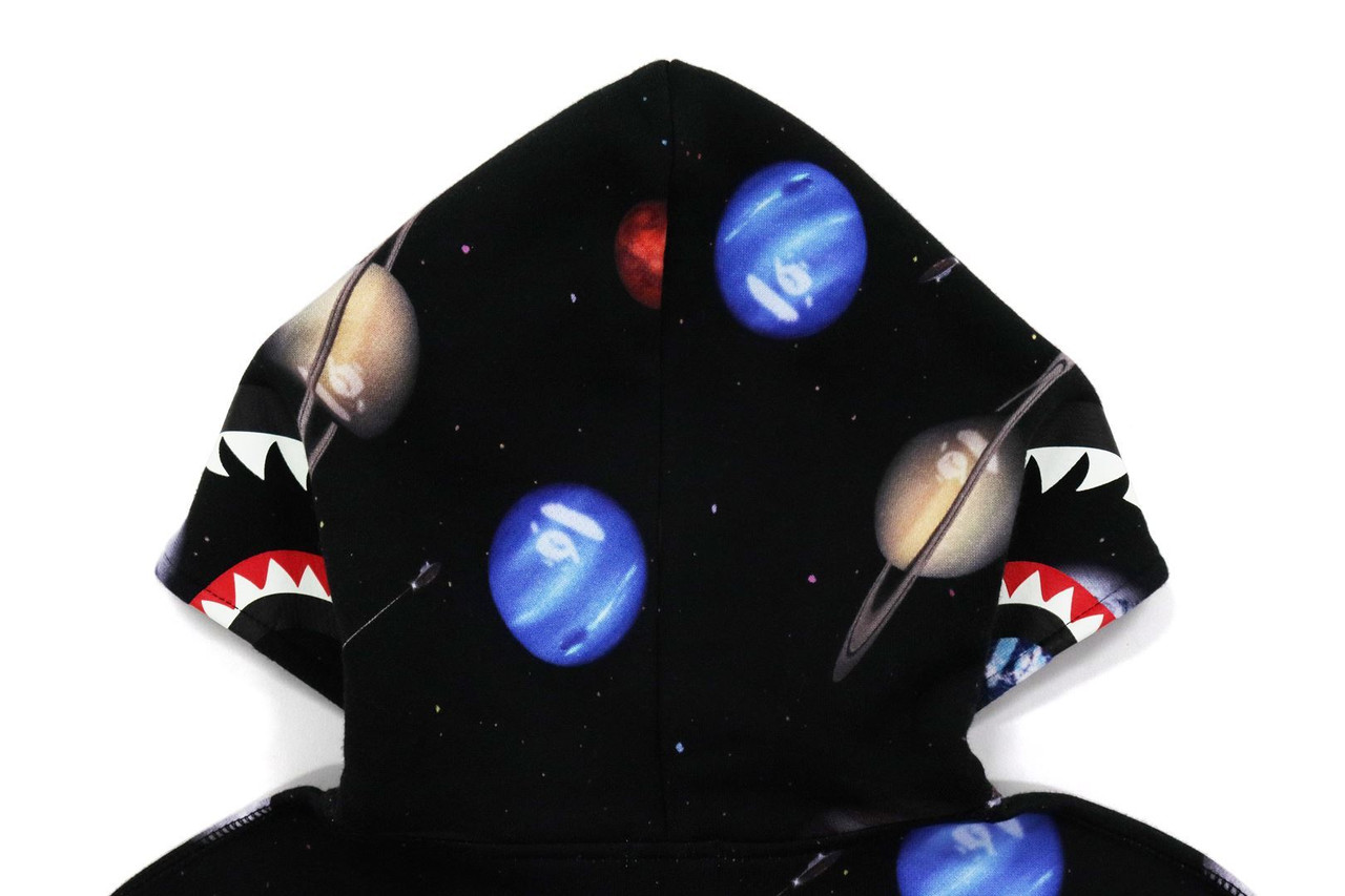 CUT AND SEWN BAPE GALAXY SHARK ZIP HOODIE