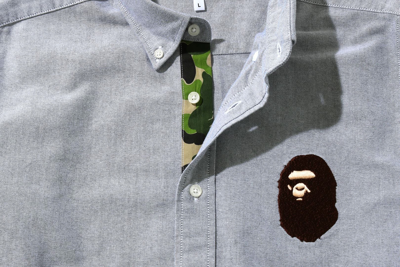 BAPE SHIRT LARGE APE HEAD OXFORD BD SHIRT