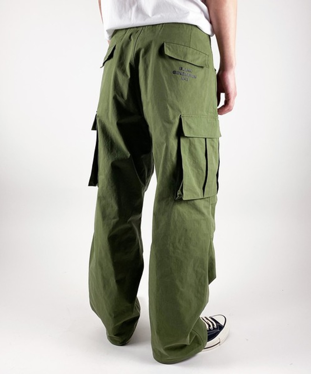 【Anyone more】Gento Printed Cargo Pintuck Nylon Wide Pants NUMBER (N)INE Pants WIDE-LEG COTTON-NYLON RIPSTOP CARGO