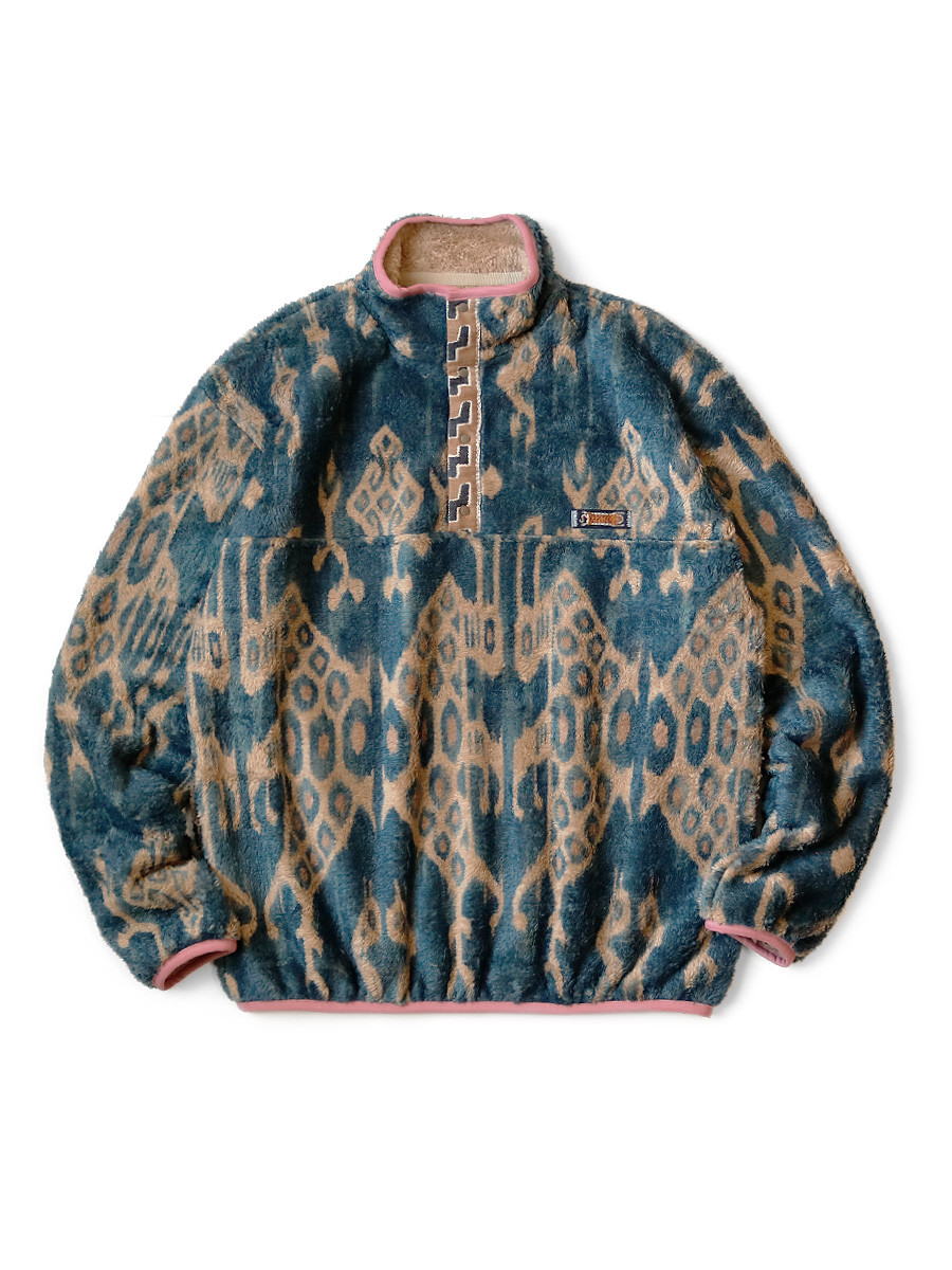 KAPITAL Sweat Shirt Java Kasuri Pattern Fleece Snap T