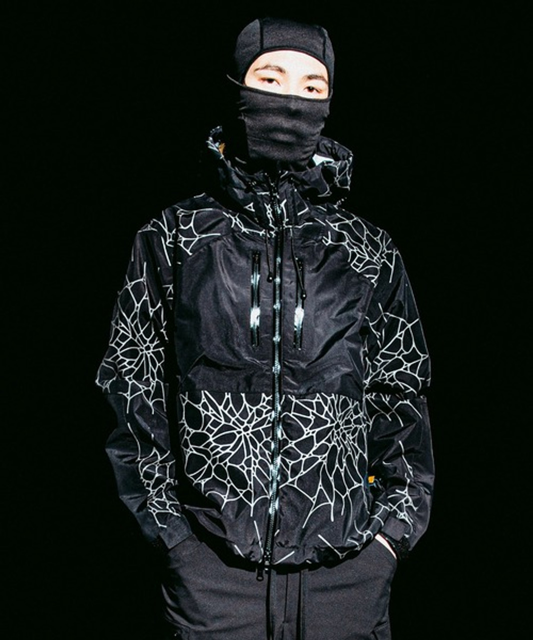 SPIDER WEB PATTERN PRINTED MOUNTAIN PARKA / Spider web pattern Print  mountain parka F21NJ014