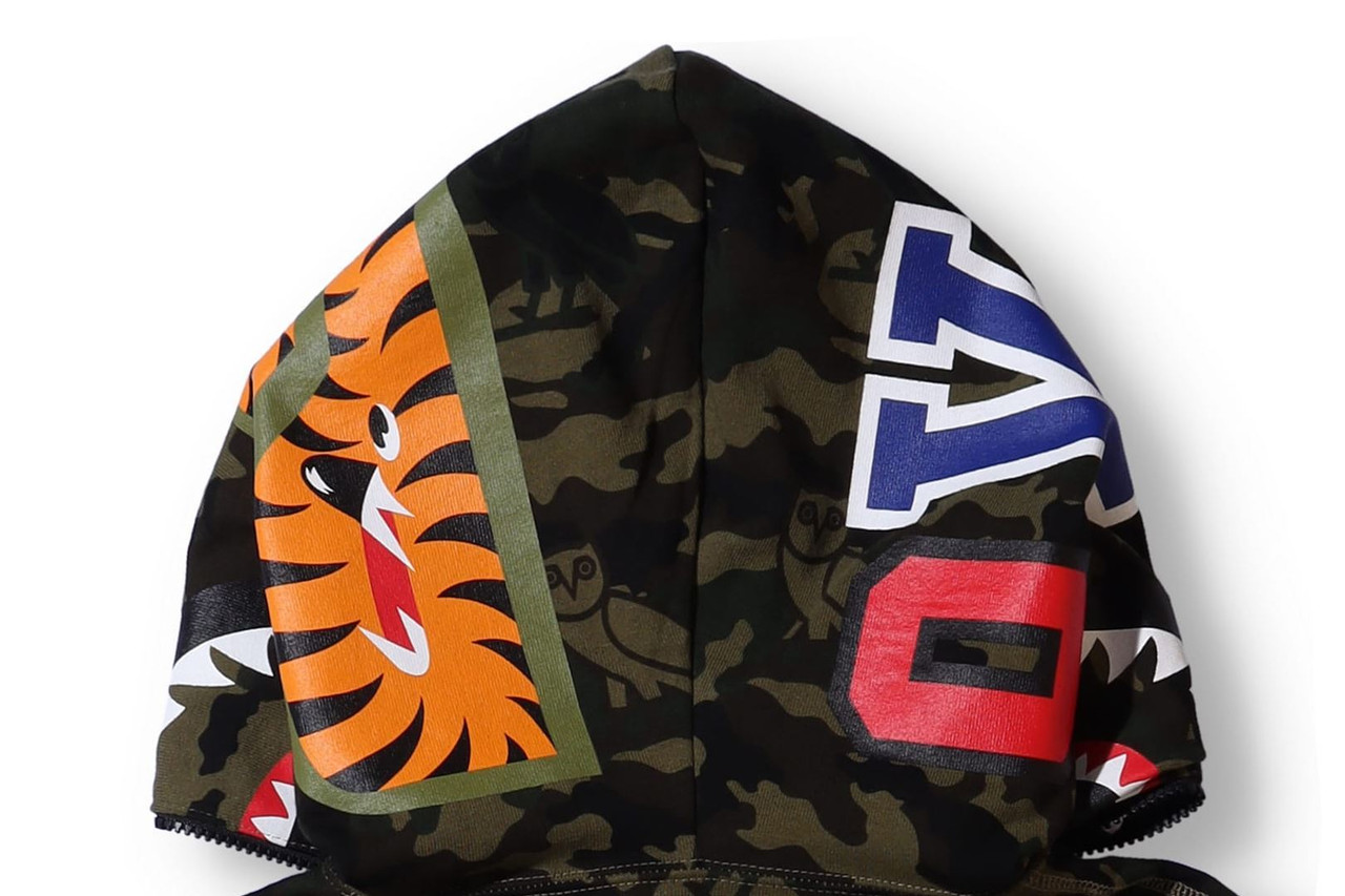 トップス BAPE WOODLAND CAMO SHARK FULL ZIP HOODIE BAPE Shark full zip hoodie woodland camo Green A Bathing Ape Size