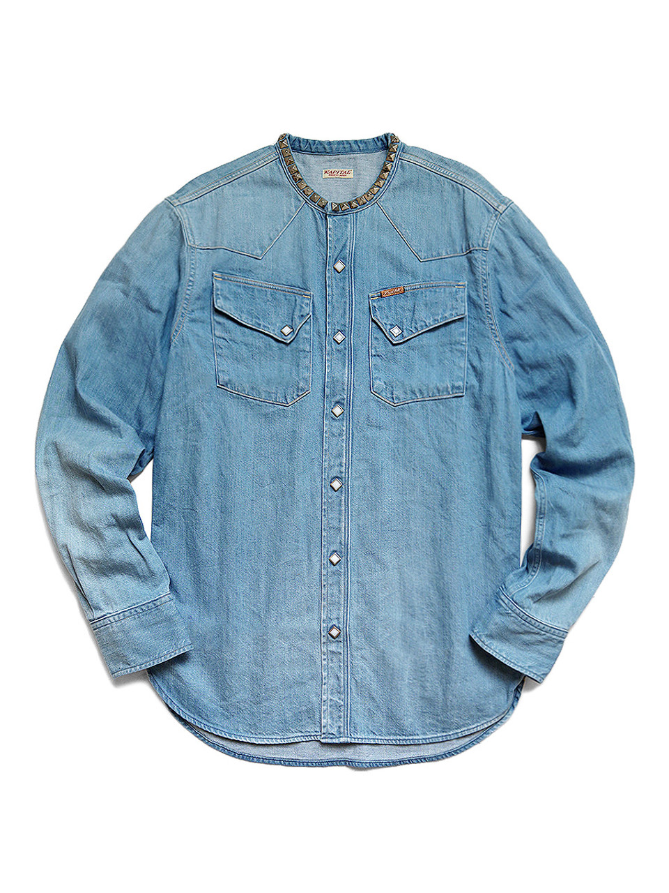 KAPITAL Shirt (Long Sleeve) 8Oz Denim Band Color Studs Western