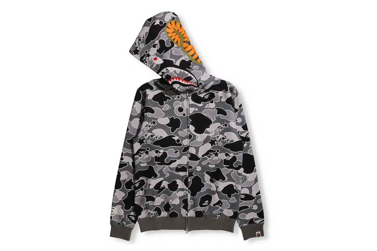 BAPE CUT AND SEWN STA CAMO SHARK FULL ZIP HOODIE