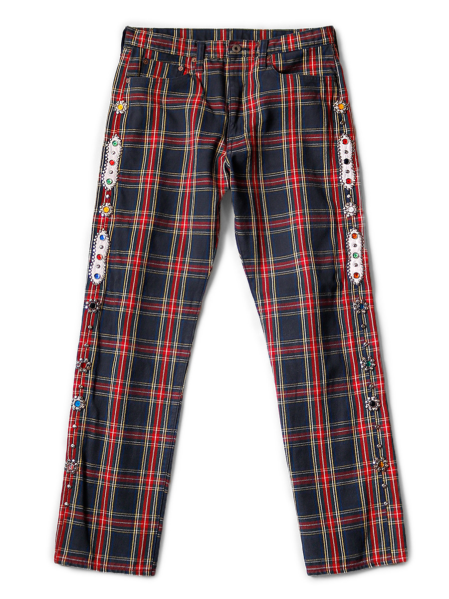 KAPITAL 11oz Monkey Cisco タータン チェック スタッズ KAPITAL Pants 11Oz Tartan Check 5P Monkey CISCO (Studs Remake)